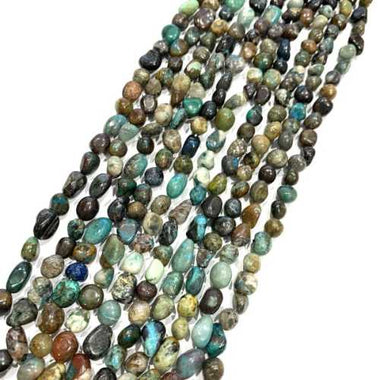 Authentic! Natural Chrysocolla Tumbled Nugget Gemstones Beads 10*12mm - 15" Strand