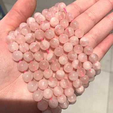 A+ Quallity Madagascar Rose Quartz Round Gemstone Beads – 15.5″ Strand