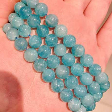 Authentic "A" Quality Aqua Amazonite Crystal Beads Round 8mm- 15.5in Strand