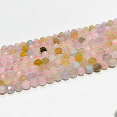 Morganite Crystal Round Faceted Gemstone Beads 4mm - 15.5" Strand
