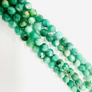 Authentic Emerald Faceted Round Crystal Gemstones Beads 5mm -15.5" Strand
