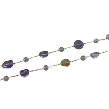 18kt Plated Gold Chain - Ametrine Crystal Beaded - 50cm