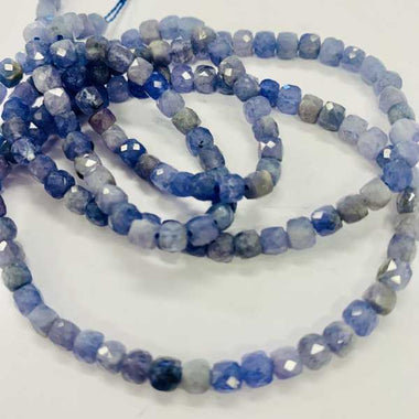 Faceted Cubed Crystal Bead Tanzanite 15 inch strand 4mm