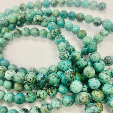 African Turquoise Round Crystal Bead Strand 15 inch Select a size