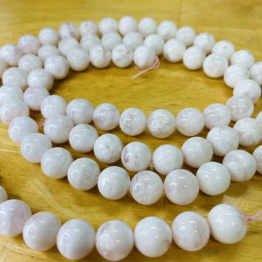 Snowy Phantom Round Crystal Quartz Bead 10mm 15 inch strand