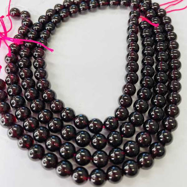 ''A'' Red Garnet Crystal Gemstone Beads Round - 15.5in Strand 6mm
