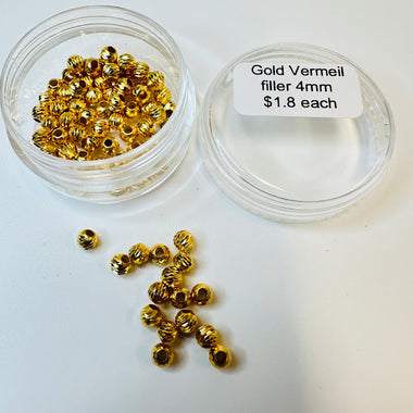 Gold Vermeil - Corrugated Round Spacer 4mm - each