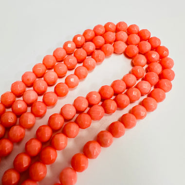 Natural Pink Coral Faceted Gemstone Beads 6mm - 15.5 inches strand