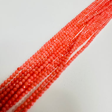 Natural Pink Coral Faceted Gemstone Beads 2.5mm - 15.5 inches strand