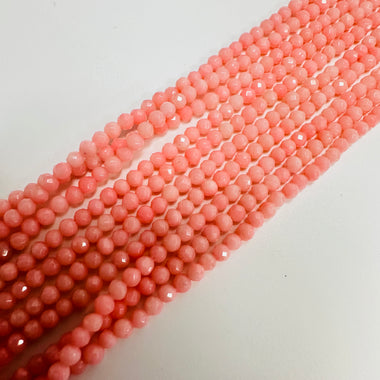 Natural Light Pink Coral Faceted Gemstone Beads 2.5mm - 15.5 inches strand