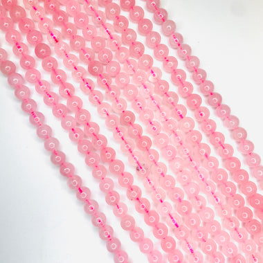 Rose Quartz Crystal Round Gemstone Beads – 15.5 inches Strand - Beadsy Beads