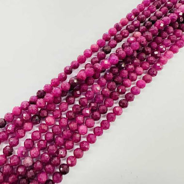 Ruby Crystal Faceted Round Gemstones Beads 4mm -15.5" Strand