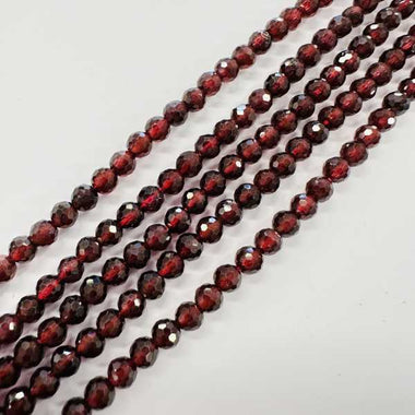 Authentic Garnet Crystal Faceted Round Gemstones Beads 4mm -15.5" Strand