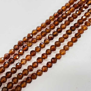 Authentic Orange Garnet Crystal Faceted Round Gemstones Beads 4mm -15.5" Strand