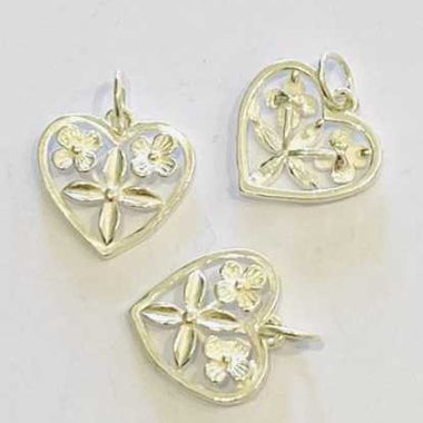 925 Sterling Silver Charms Hearts - 1pc