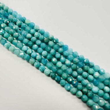 Authentic "A" Quality Aqua Amazonite Crystal Faceted Beads Round 4mm- 15.5in Strand