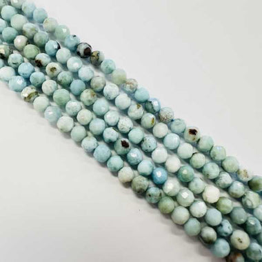 GENUINE LARIMAR Faceted Round Gemstones Beads 4mm -15 Inches Strand