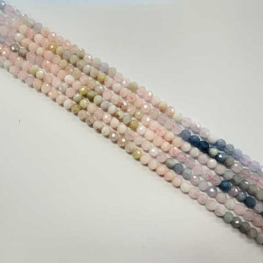 Mix Morganite Crystal Round Faceted Gemstone Beads 4mm - 15.5" Strand
