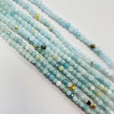 Authentic "A" Quality Aqua Amazonite Crystal Faceted Beads Round 2mm- 15.5in Strand