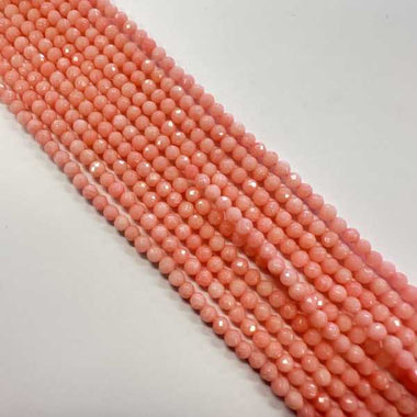 Natural Pink Coral Crystal Faceted Gemstone Beads 4mm -15.5" Strand