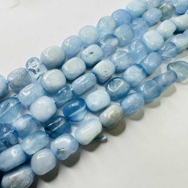 Aquamarine Potato Rounded Cube Gemstones Beads 8x10mm -15 Inches Strand