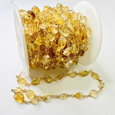 18kt Plated Gold Stainless Steel Chain - Citrine Crystal - 50cm
