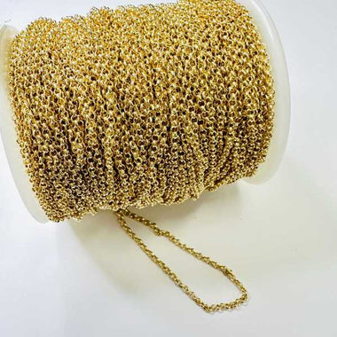 Nickel Free Gold Plated Chain - Chain Link Rolo 3mm - 1 Metre