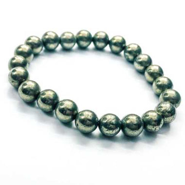 Fool's Gold Pyrite Gemstone / Swarovski Crystals Bracelet size 8mm