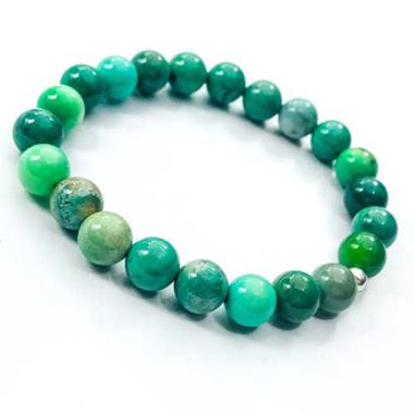 Green Grass Agate Gemstone / Swarovski Crystals Bracelet size 8mm