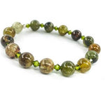 RARE! Tsavorite ( Green Garnet ) Gemstone / Swarovski Crystals Bracelet size 8mm