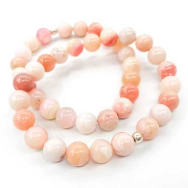Pink Opal Gemstone / Swarovski Crystals Bracelet size 8mm