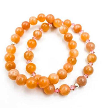Sunstone Gemstone / Swarovski Crystals Bracelet size 8mm