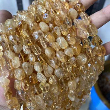 Authentic Citrine Potato Nuggets Crystal Gemstones Bead Strand 8mm - 10mm