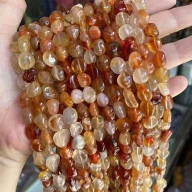 Authentic Carnelian Potato Tumbled Nugget Gemstones Beads 12mm-10mm - 15.5" Strand