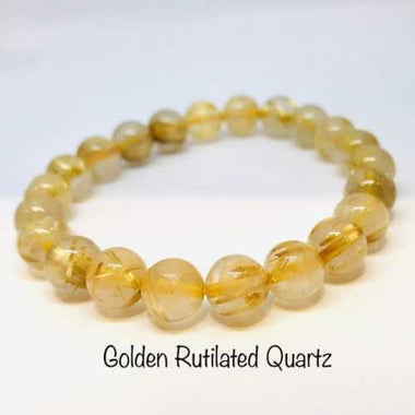 Golden Rutilated Quartz Gemstone Bracelet size 8mm
