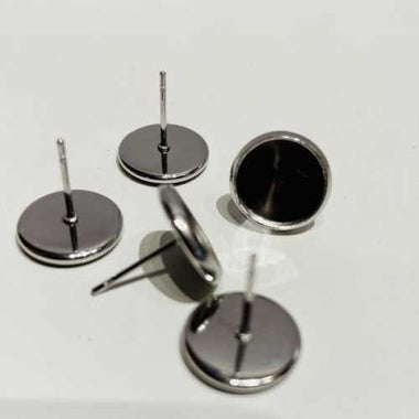 Hypoallergenic Stainless Steel 10mm Cabochon Stud Earrings set - 20pcs