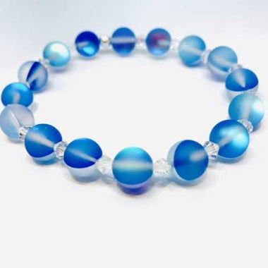 Swarovski Crystals / Mystic Aura Quartz Gemstone Bracelet size 8mm Sapphire Blue