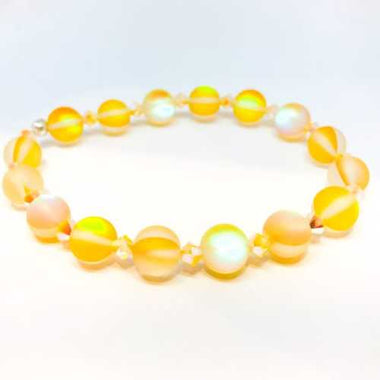 Swarovski Crystals / Yellow Mystic Aura Quartz Gemstone Bracelet size 8mm