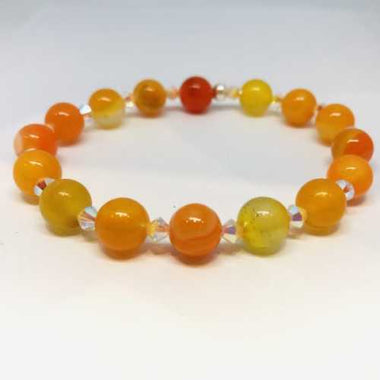 Swarovski Crystals / Orange Agate Gemstone Bracelet size 8mm