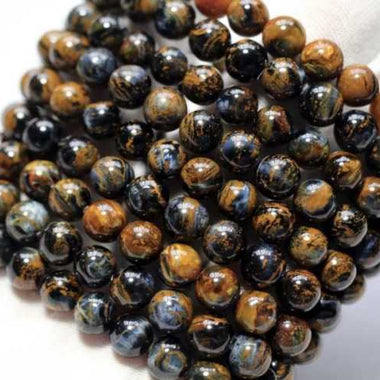 RARE! Pietersite Crystal Gemstone Beads Round - 15.5 Inches Strand