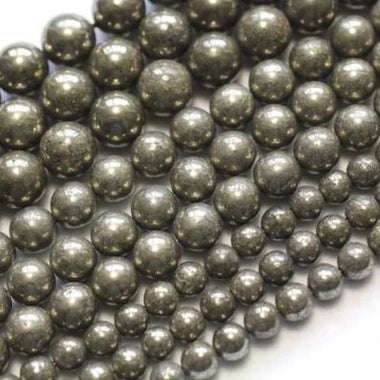 Pyrite (Fool's Gold) Crystal Gemstone Beads Round 8mm -20pcs