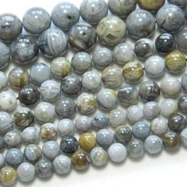 RARE! Bamboo Leaf Agate Crystal Gemstone Beads Round 6mm- 15.5in Strand