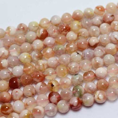 RARE! Cherry Blossom Agate Crystal Gemstone Beads Round 8mm - 10pcs