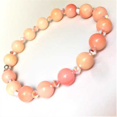 Swarovski Crystals / Sea Coral Bracelet size 8mm Natural Pink