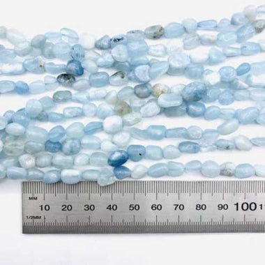 GENUINE Aquamarine Potato Nugget Gemstones Beads 6*8mm -15 Inches Strand