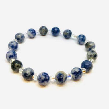 Swarovski Crystals / Blue Spot Jasper Gemstone Bracelet size 8mm