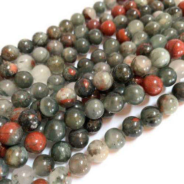 Authentic African Bloodstone Jasper Gemstones Beads Round 8mm - 15.5in Strand