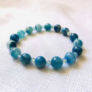 Swarovski Crystals / Blue Agate Gemstone Bracelet size 8mm