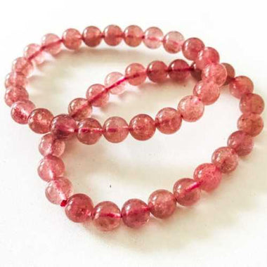 Strawberry Quartz Crystal Gemstone Bracelet size 8mm