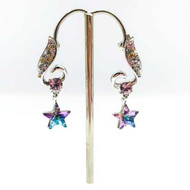 925 Sterling Silver Swarovski Earrings Dangling Star Vitrail Light
